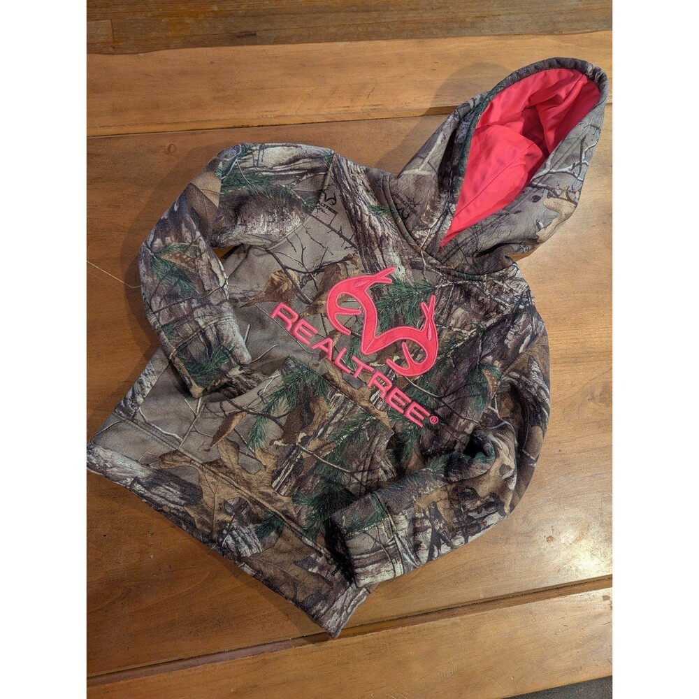 Realtree girls embroidered hoodie pink design Small 6-6X Sweatshirt Camo